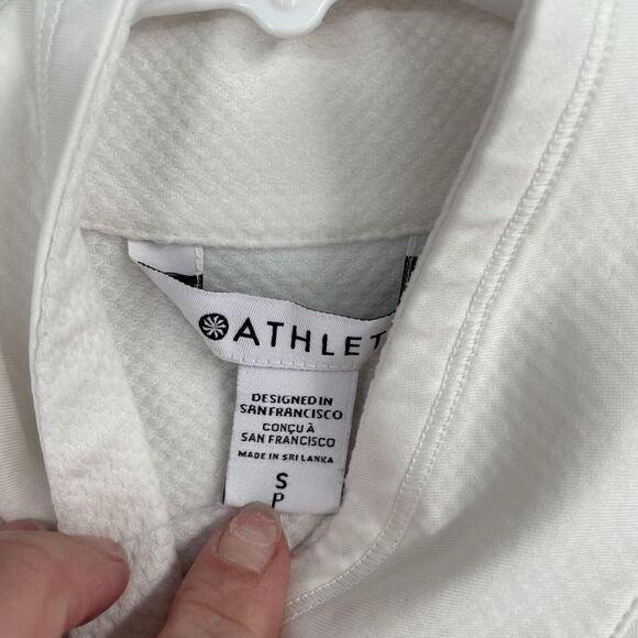 Athleta Whistler 1/4 Zip Pullover Sweatshirt Women's Size Small White Thumbhole - Picture 7 of 11